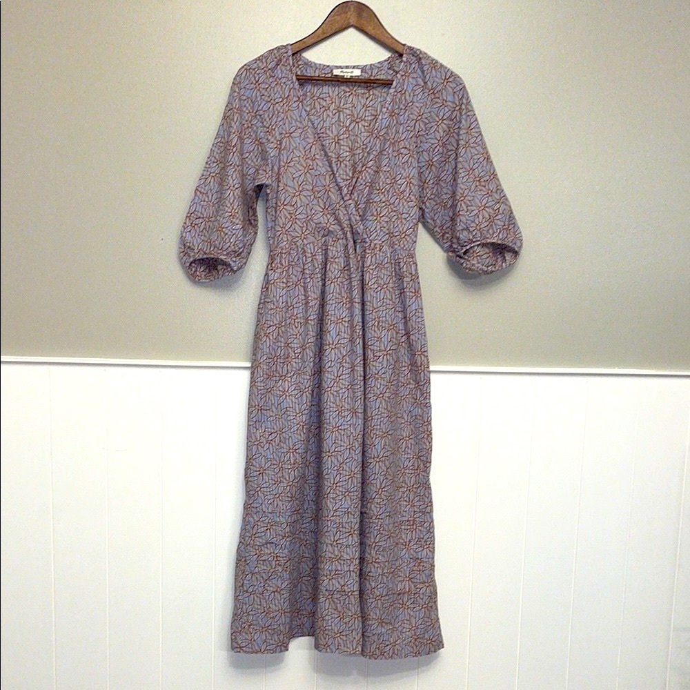 Madewell Blue and Brown Patterned Maxi Dress